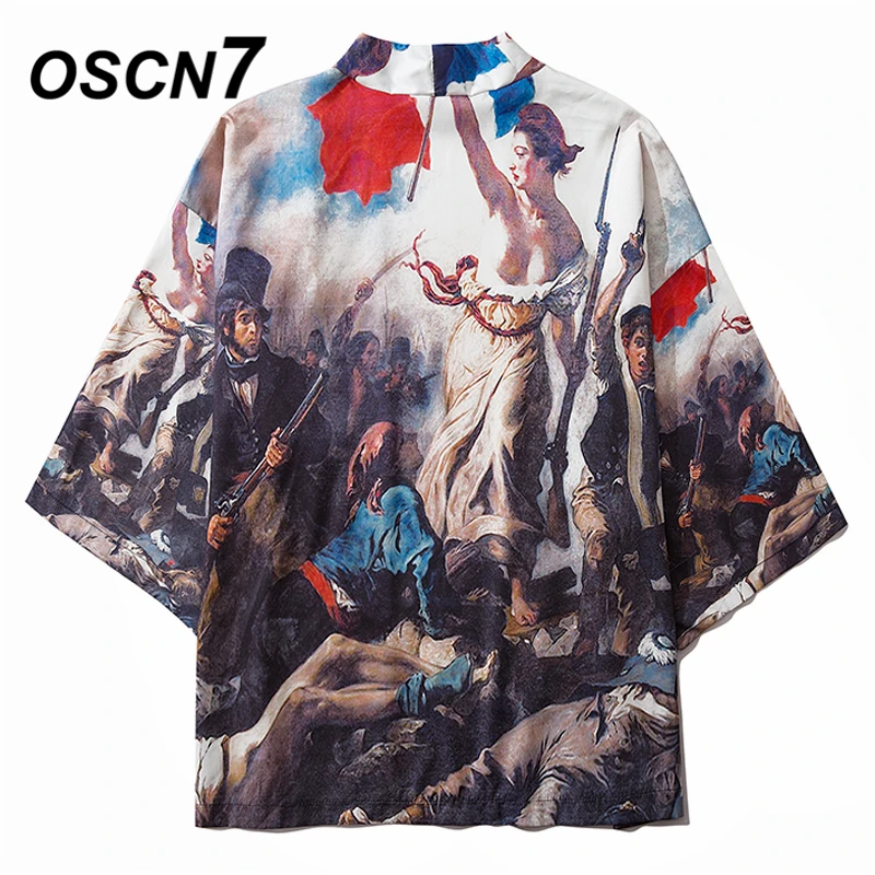 OSCN7, кимоно, кардиган, рубашка, Мужская, Японская уличная одежда, рукав три четверти, пальто, рубашки, harujku, мужская рубашка, 6021