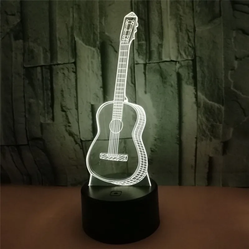 3D Optical Illusion LED guitar Night Light 7 Color Changing Night Light Room Decor Light Table
