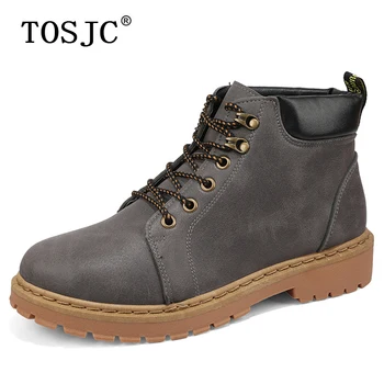 

TOSJC Autumn Men Casual Ankle Boots Tough Motorcycle Boots for Man Fashion Slip-on Cowboy Shoes Mens Desert Non-slip Work Shoes