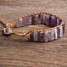 LanLi натуральные ювелирные изделия Прямоугольные аметисты вязать браслет для мужчин и женщин давая подарки и самоиспользование