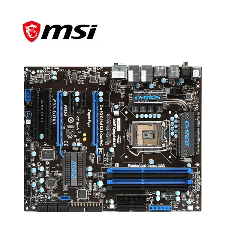 Для материнской платы MSI P55-GD65 LGA 1156 DDR3 для Intel P55 P55M десктопная материнская плата SATA