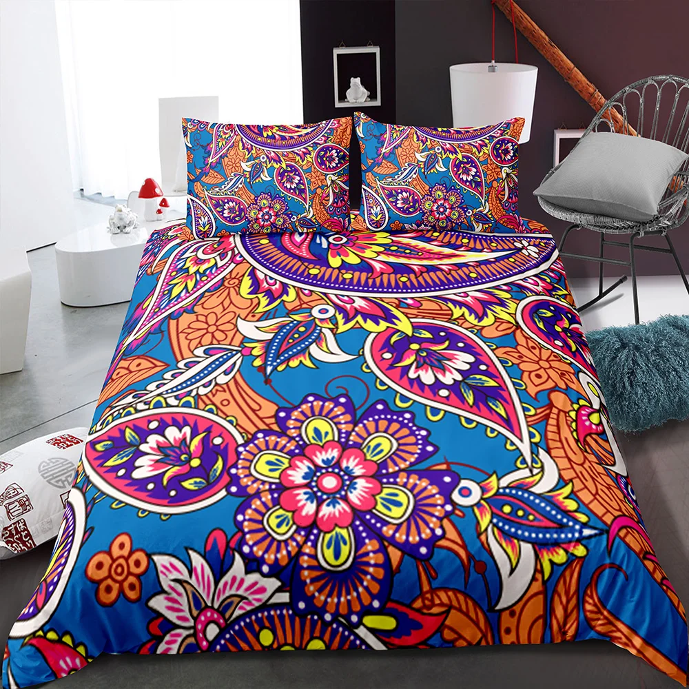 Fanaijia Luxury 3D Bohemian Bedding Sets Mandala Flowers Print Quilt Cover with Pillowcase Beautiful Bedclothes