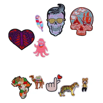 

Fabric Embroidered Skull Bear Cartoon Patch Clothes Stickers Bag Sew Iron On Applique DIY Apparel Sewing Clothing Accessories