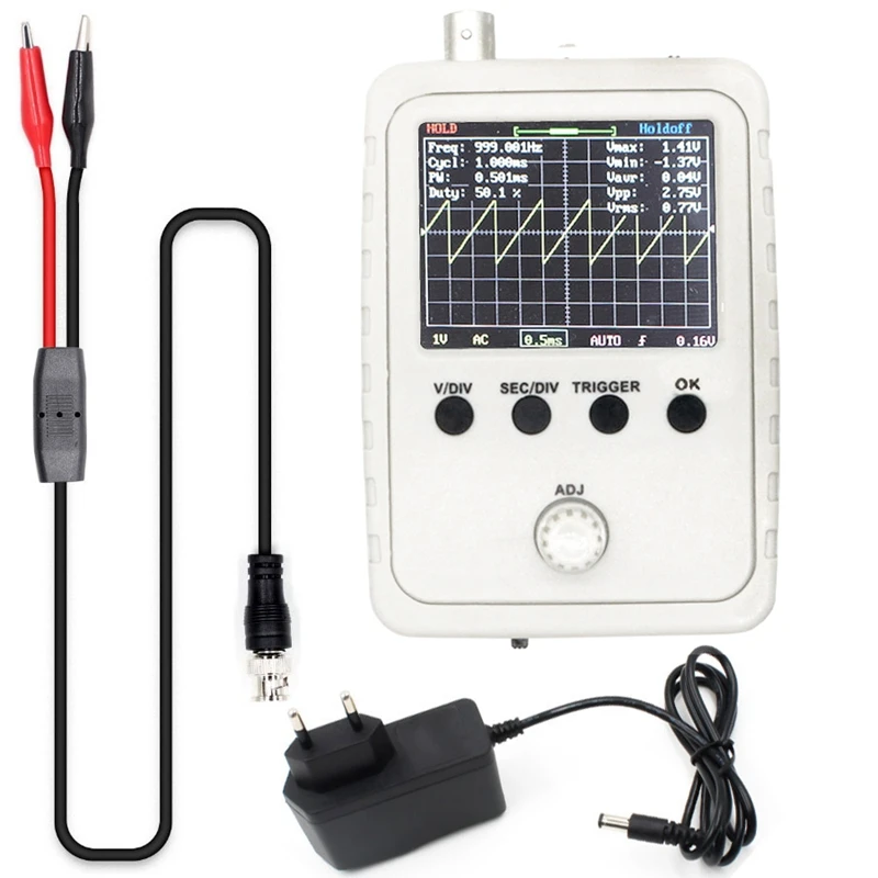 

Digital Oscilloscope Logic Analyzer Kit with Power Adapter and BNC-Clip Portable Mini Digital Oscilloscope EU Plug
