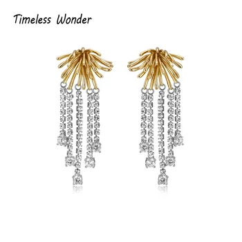 

Timeless Wonder Stunning Firework Zirconia Tassel Drop Earrings Women Jewelry Gothic Boho Designer Ins Wedding Top Rare New 3250