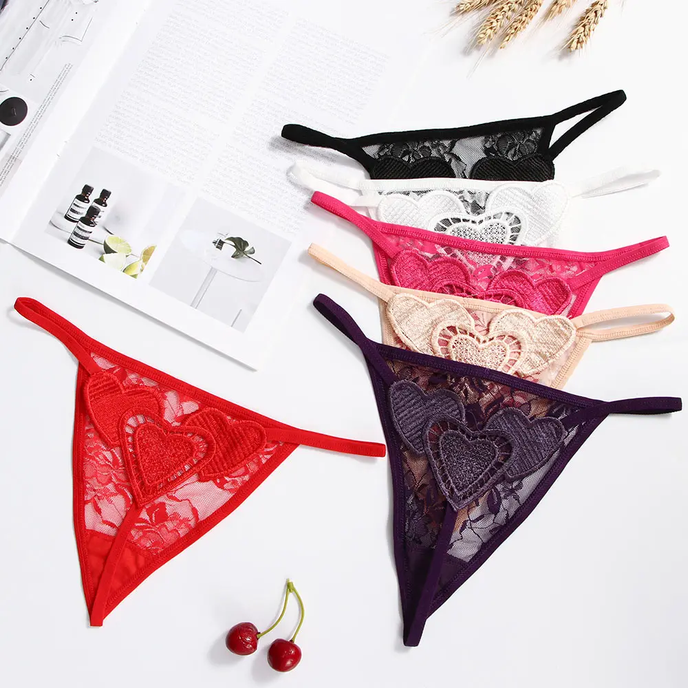 

Sexy Women Exotic Panties Hips Hollow Heart Shaped G-string Crotchless Women Thong Underwear T-back Underpants