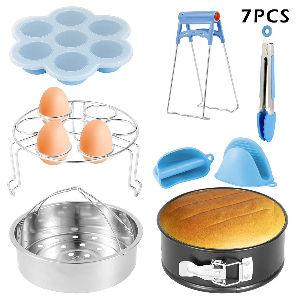 7pcs Instant Pot Accessories Set Electric Pressure Cooker Accessories Stainless Steel Steamer Basket Home Kitchen Cooking Tools