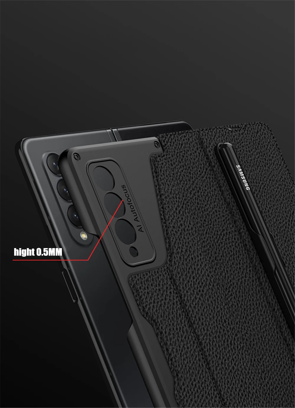 with Card Slot S Pen Holder For Samsung Galaxy Z Fold 3 5G 2021 phone Case Leather Cover Luxury Shockproof Coque Funda (No Pen) galaxy z flip3 case