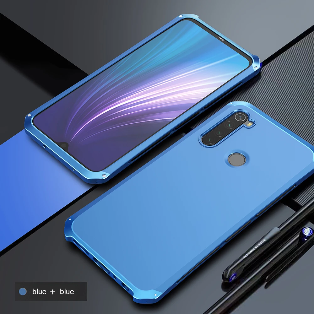 Металлический чехол для XiaoMi RedMi Note 8 жесткая сверхпрочная алюминиевая рамка для XiaoMi RedMi Note 8 Note8 XioMi защитная задняя крышка - Цвет: Blue