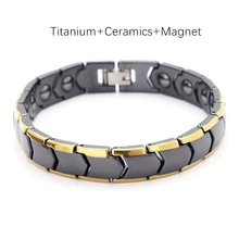 12 мм черный титановый браслет-цепочка из керамики с золотым краем мужской ювелирный браслет