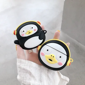 

For airpods 1 2 3 Earphone Silicone Case 3D Lovely Cartoon penguin Cover for AirPods Pro Bluetooth Headset Cases with Strap