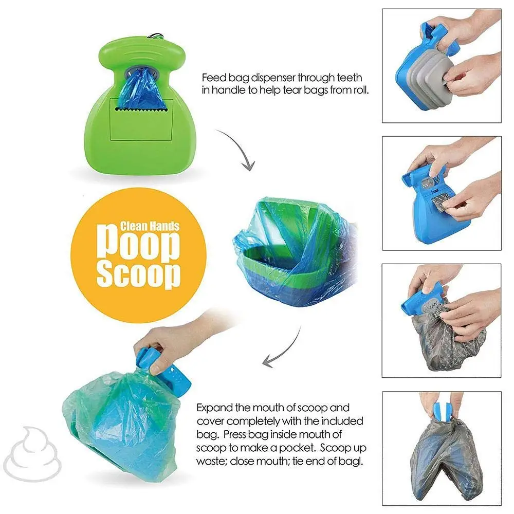 Pet Dog Poop Bag Dispenser Travel Foldable Pooper Scooper Poop Scoop Clean Animal Waste Picker Cleaning Tools Pet Products pet poop scooper