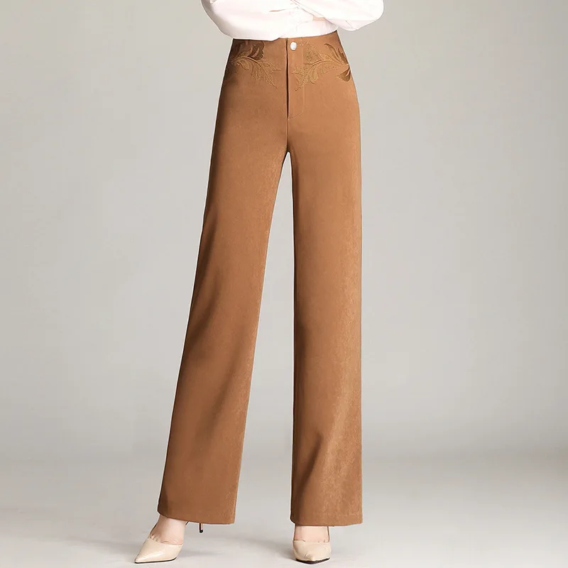 

Autumn High-waisted Drape Wide-Leg WOMEN'S Pants 2019 Slimming Buttock Lifting Casual Wide Leg Pants Women's Elegant Anti-wrinkl