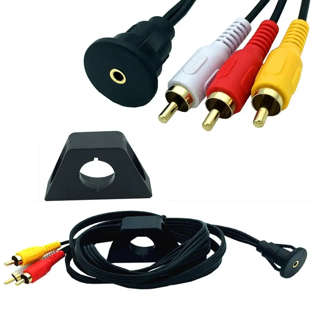 

3 RCA Male to 3.5mm Female Extention Mount, Flush Mount, Dash Mount, Panel Mount Cable for Car, Boat, Motorcycle Extension Cable
