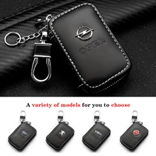 1Pcs Leather Car Key Case Remote Control Key Case Leather Zipper Keychain For Audi BMW Mercedes Volkswagen Kia Auto Accessories