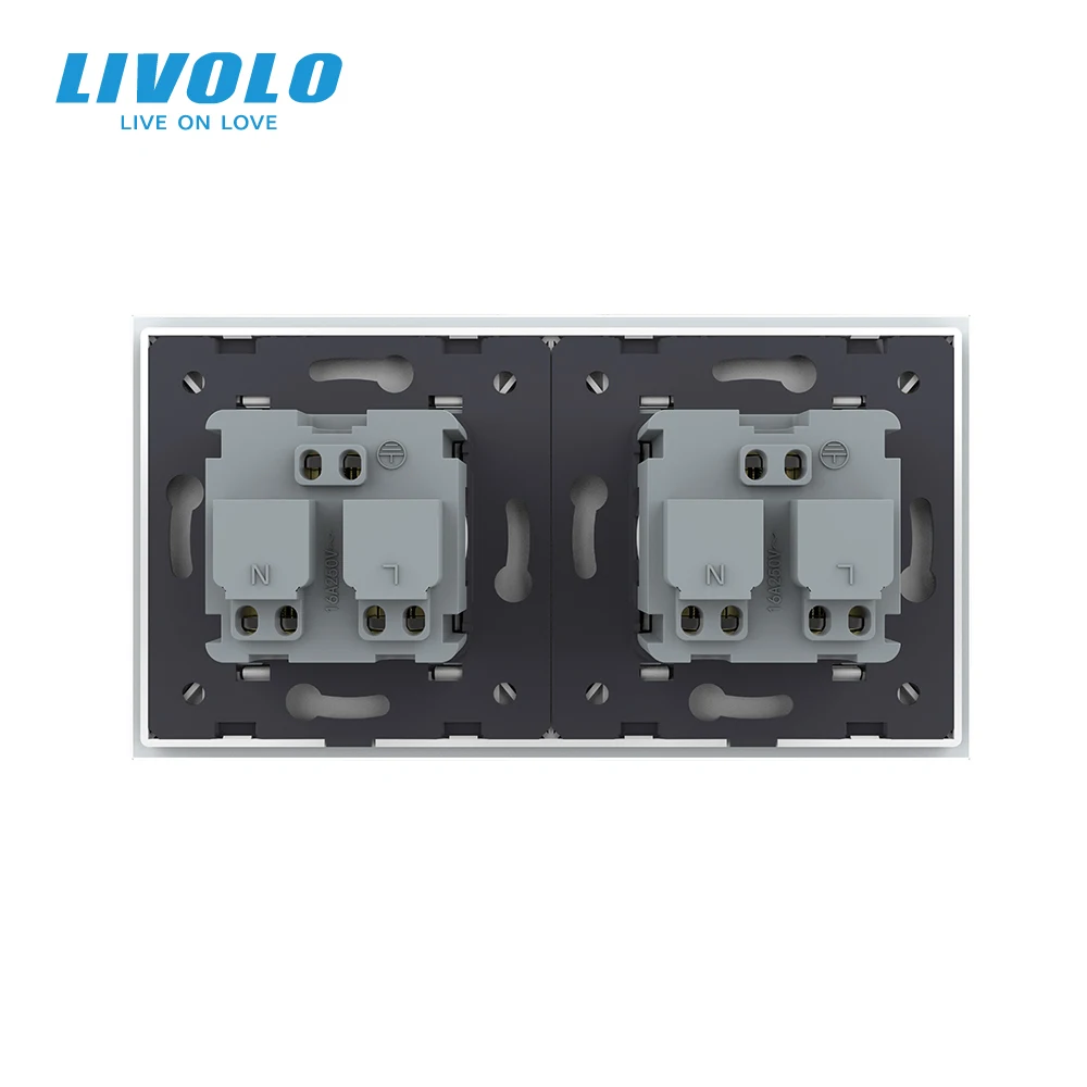 Настенная электрическая розетка LIVOLO 16 А двойная розетка/штепсельная вилка