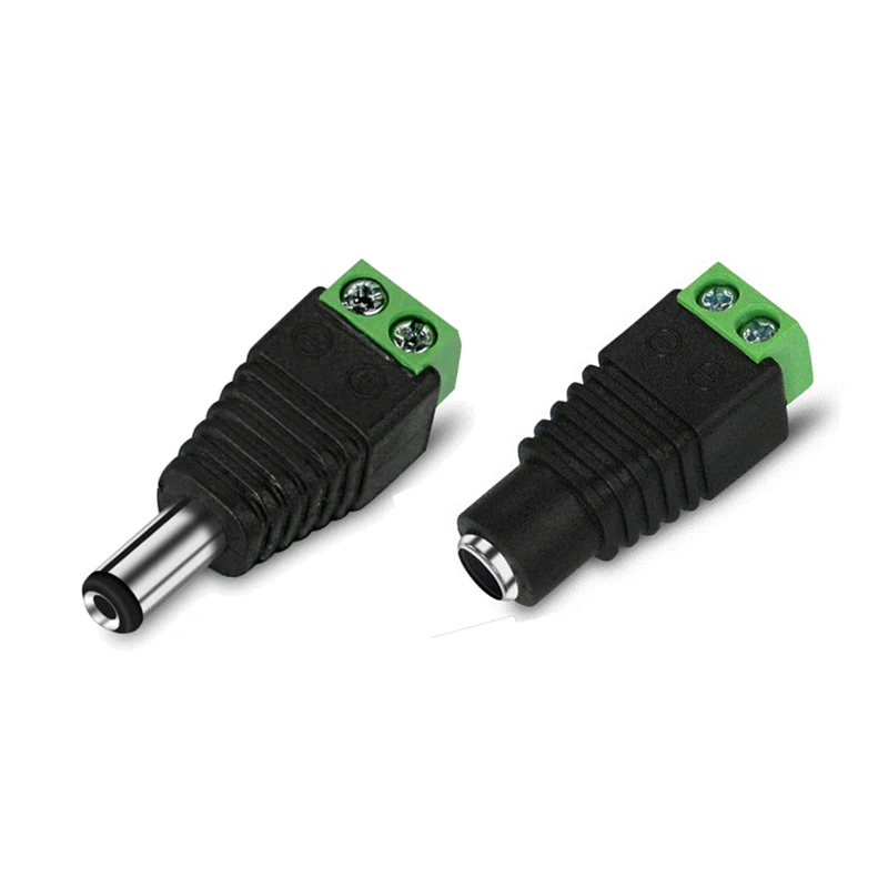 Adaptador de tira de luz Led, conector de alimentación DC de 5,5mm, sin soldadura, Terminal verde, 12V, 10 Uds.