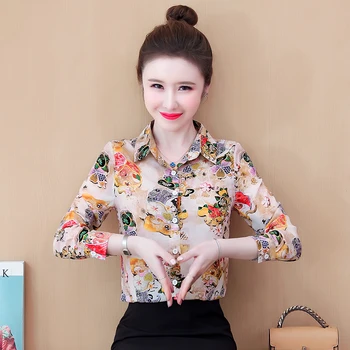 

COIGARSAM Full Sleeve Shirt Womens tops New Spring Chiffon Women shirts 0226