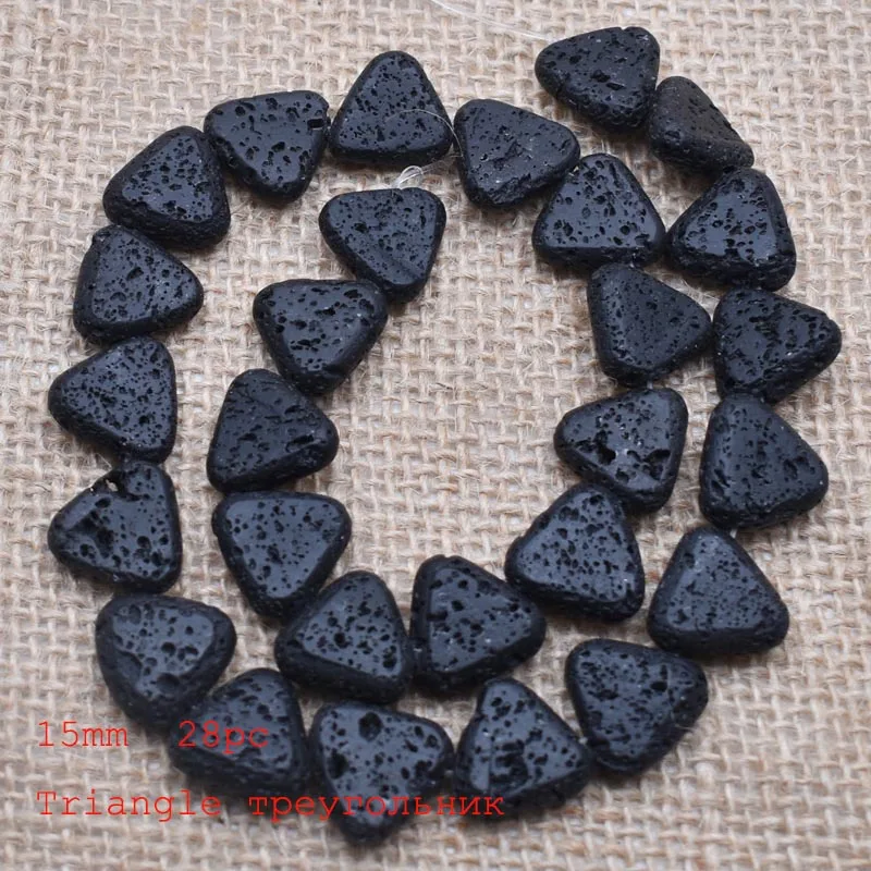 15mm triangle Черное сердце в форме Креста бусины из лавового камня россыпью вулканического камня бусины для DIY ожерелье браслет серьги Модные ювелирные изделия изготовление 15" - Цвет: 15mm triangle