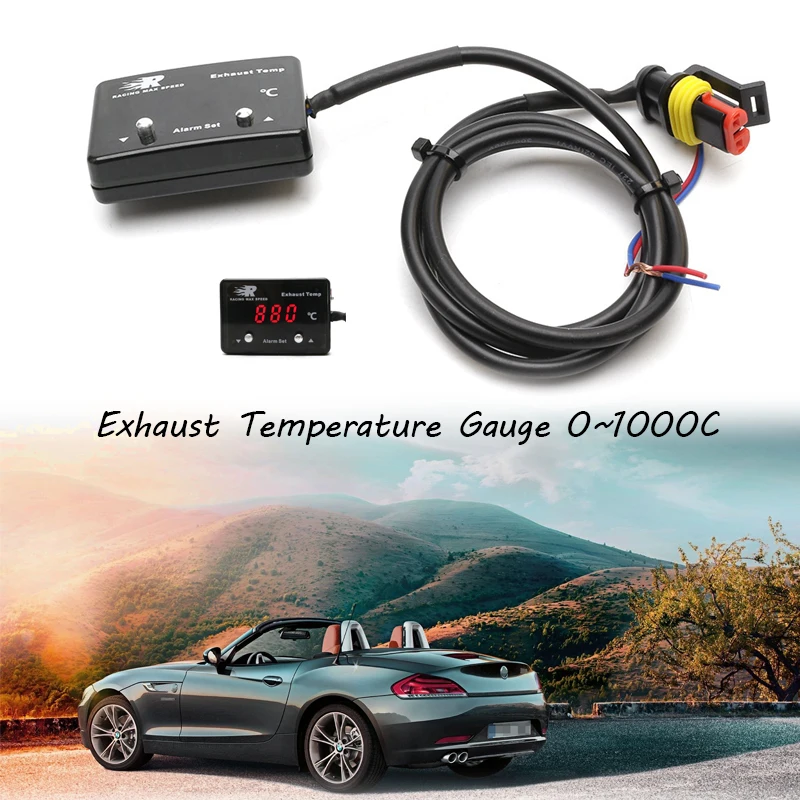 

Exhaust Temperature Meter with Sensor 12V 0~1000C Red Blue LED Digital Display Car Exhaust Temp Gauge Exhaust Gas Thermometer