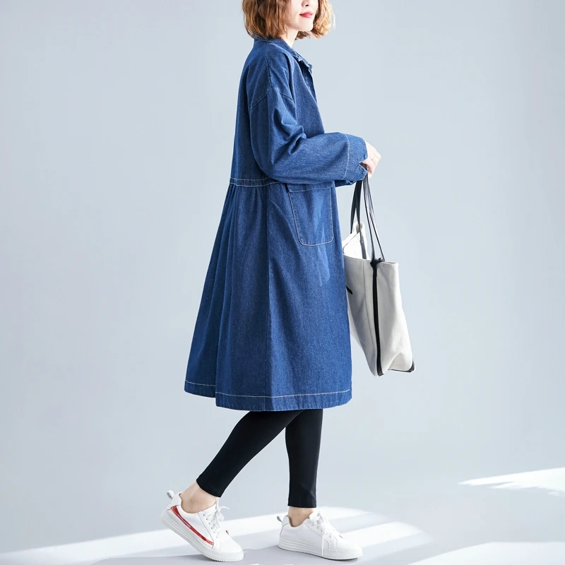 discounted Loose Large Size Tooling Daily Girls Wear Denim Jacket Single-breasted Blue Oversized Female Jacket
