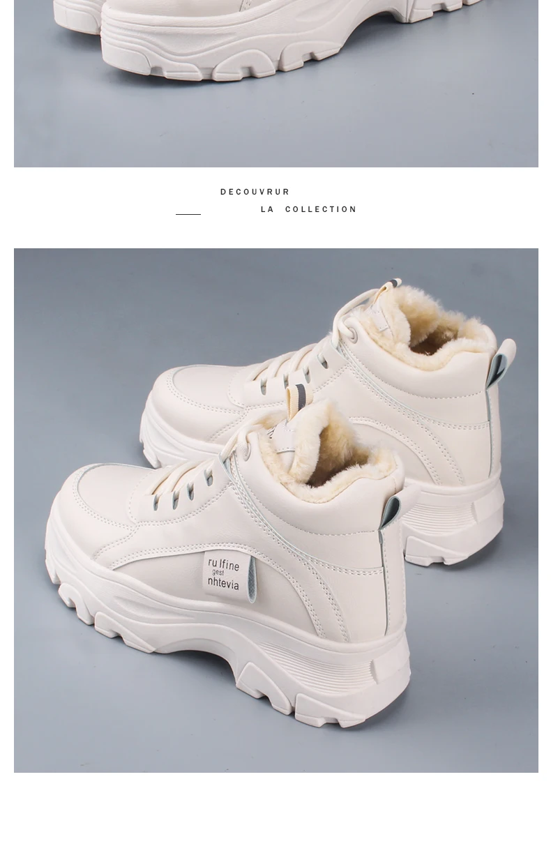 Women's winter sneakers with plush fur; warm shoes;