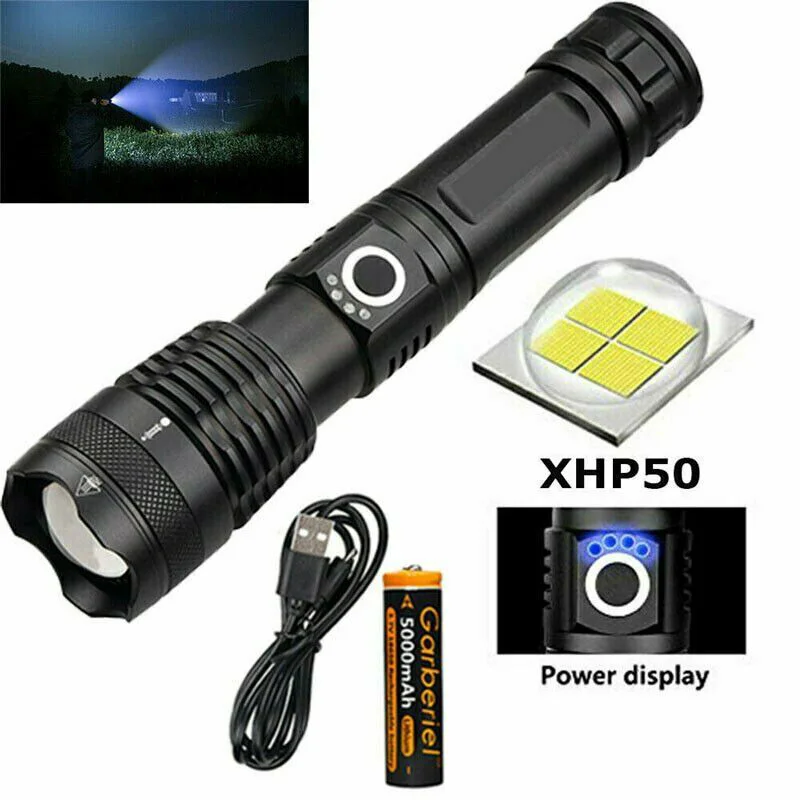 Самый мощный светодиодный фонарик XHP90 с фокусировкой и USB фонарь 5 режимами лампа