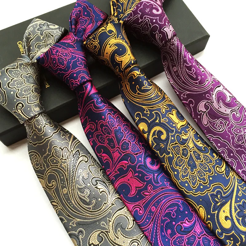 Classic Mens Tie Paisley Pattern Texture Silk All-match Necktie Wedding Banquet Party 8cm Men Luxury Festival | Аксессуары для