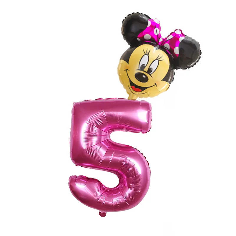 30 дюймовый розовый и голубой номер цифры Фольга надувные шары Mickey воздушный шар из фольги Минни От 1 до 4 лет штаны для мальчиков и девочек День рождения украшения - Цвет: Синий