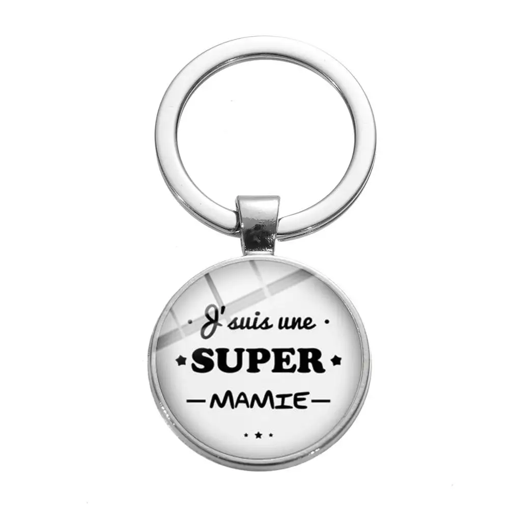 Style 18 SONGDA Super Mamie Super Papy брелок посеребренный стеклянный кабошон ручной работы брелок для родителей лучшие подарки для бабушек и дедушек - Цвет: Style 18