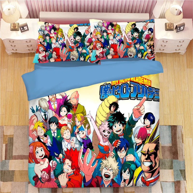 My Hero Academia All Might Bedding Set Duvet Covers Pillowcases Anime One for All Comforter Bedding Sets Bed Linen Bedclothes 