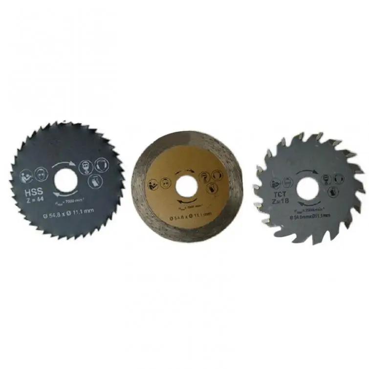 3pcs/set Mini Circular Saw Blade Diamond Cutting Disc Accessories Set TCT HSS Saw Blade for Wood Metal Tile Cutting Disk