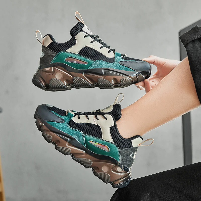 

New Chunky Sneakers Women Lace-Up Hot Sale Vulcanize Casual Shoes Fashion outdoor Mesh Breathable Sports Shoes zapatillas mujer