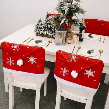 

Creative Christmas Decorations Nonwoven Fabric Snowflake Chair Cover Hotel Restaurant Dining Tables And Chairs Cap Holiday Decor