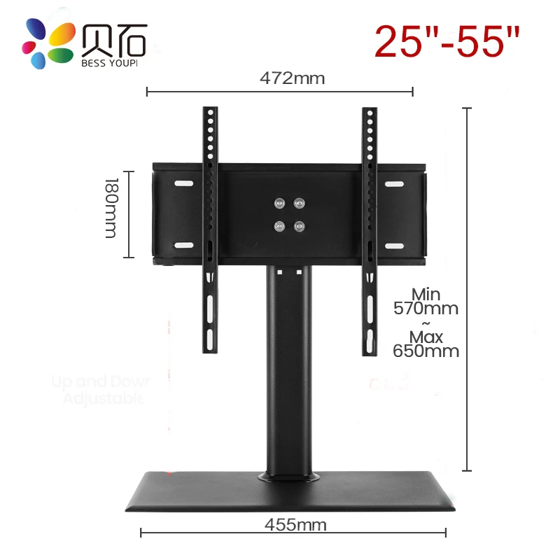Tv-Stand Desk-Bracket Monitor Table Led-Screen Base-Vesa400x400mm Height-Adjustable Aluminum-Alloy
