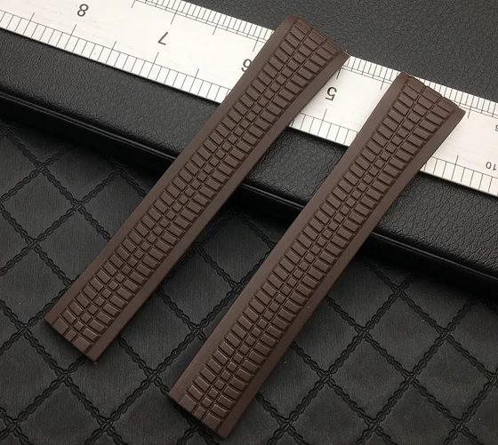 Brown strap 21 мм мягкий силиконовый резиновый ремешок для часов Aquanaut philpe series 5164a 5167a браслет для часов зеленый металлический штифт - Цвет ремешка: Brown strap