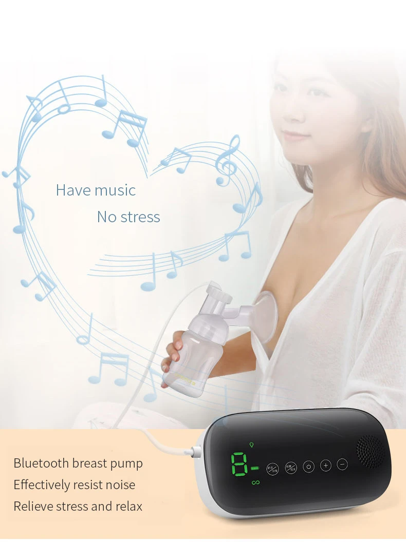 Двухчастотный двухрежимный Bluetooth Электрический молокоотсос с регулировкой 9 скоростей всасывания с пренатальным обучающим динамиком