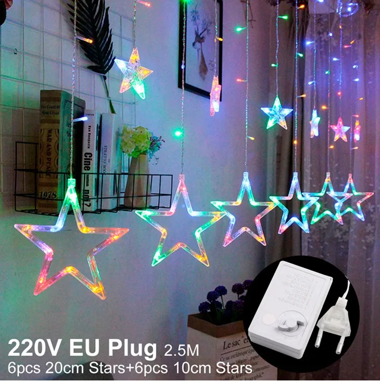 220v colourful star QIFU Merry Christmas светодиодный светильник наружные Рождественские украшения для дома Navidad светильник для рождественской елки s Декор - Цвет: 220v colourful star