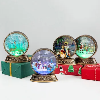 

Christmas Old Man Snowman Round Night Light Scene Layouts Props Desktop Baubles Lights Night Table Lamp Xmas Home Decoration