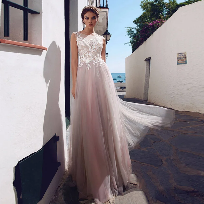 Eightree vestido de noiva свадебное платье с аппликацией А-силуэт цветы Тюль Свадебное платье без рукавов с круглым вырезом невесты платье