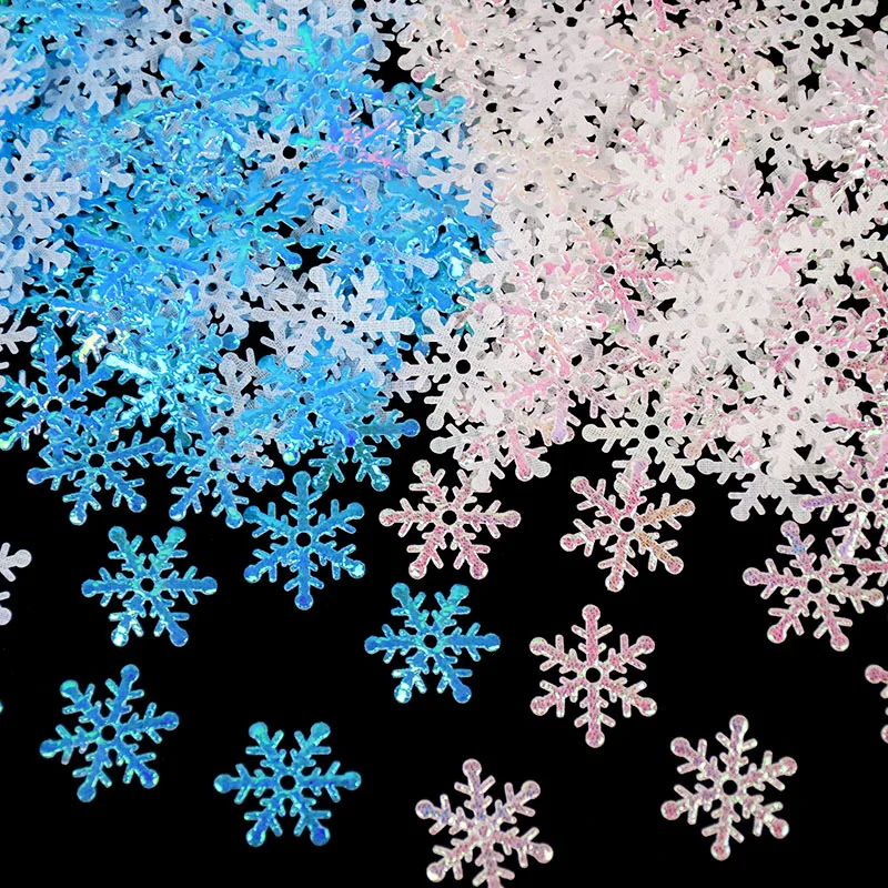 270pcs 2cm Gold Silver Snowflake Confetti Christmas Decoration for Home Artificial Snow Xmas New Year Party Decor Table Ornament