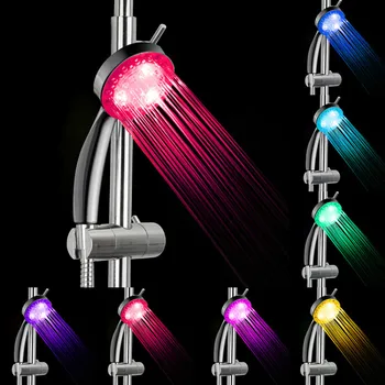 

Colorful LED Beautiful shower Head 7-Color Changing Shower Head No Battery LED Waterfall Shower Head Round Bathroom Showerhead