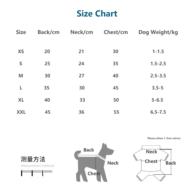 size chart-xs-xxl