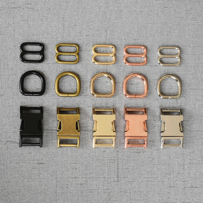 1set 15mm webbing Metal hardware D ring adjuster belt strap slider release  buckle three-piece use for DIY dog collar - AliExpress