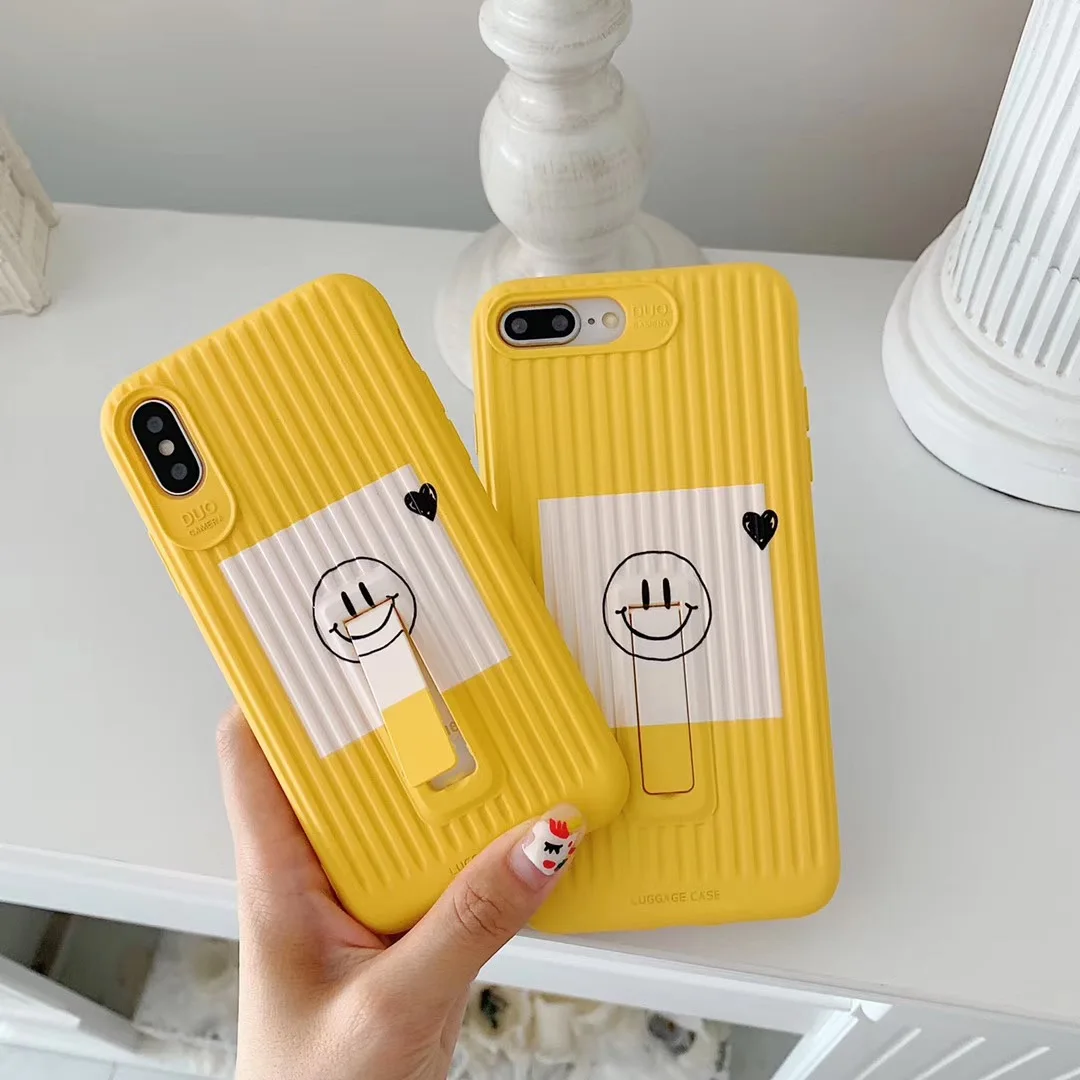 INS Korea cute simple fashion yellow cheese smiley phone case for iPhone Xs MAX Xr X 6 6s 7 8 plus Interesting soft back cover |