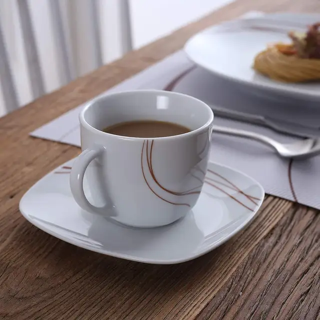 Veweet Bonnie 60 Darabos Porcelán Asztali Vacsora Tányérkészlet Desszert Tányér Leves Lemez Kupa És Csészealj - Image 5