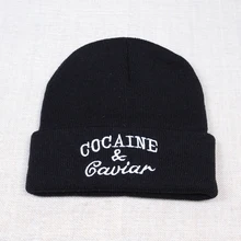 Новинка унисекс зимняя мода Cocain& Икра Beanie хип хоп шапка вязаная, головные уборы Gorro для мужчин женщин хлопок Gorras спортивный головной убор