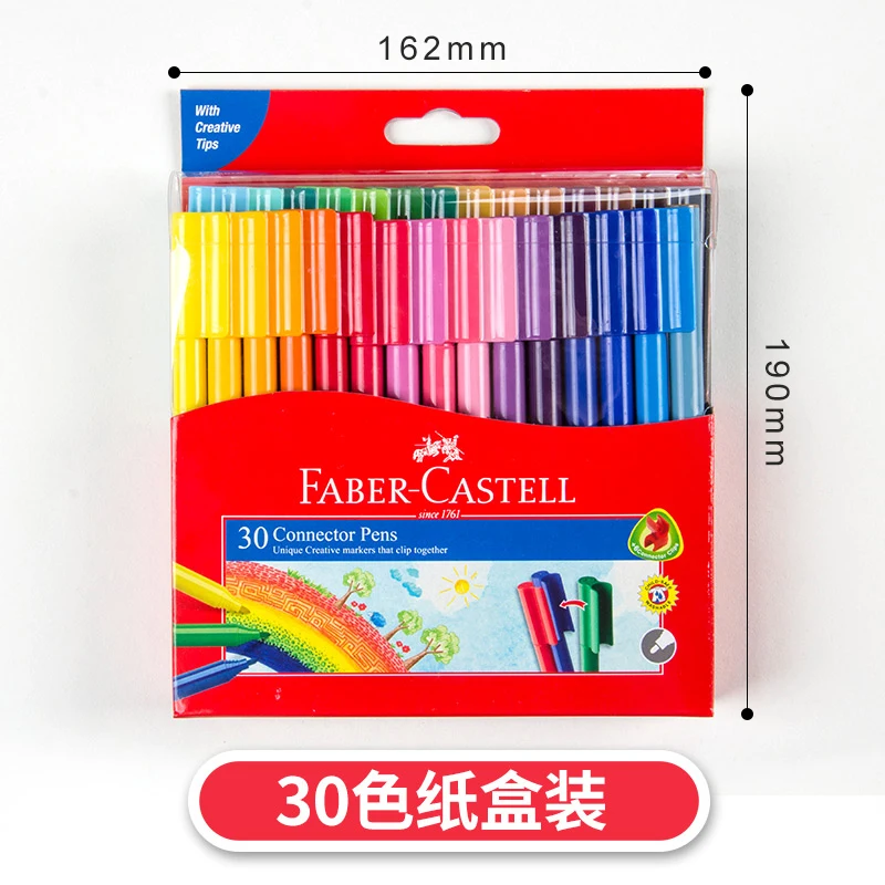 Faber-Castell акварельный маркер соединитель ручки набор фетровых наконечников игривый Забавный окрашивание здания моющийся отличный подарок для детей - Цвет: 30 Colors Paper Box