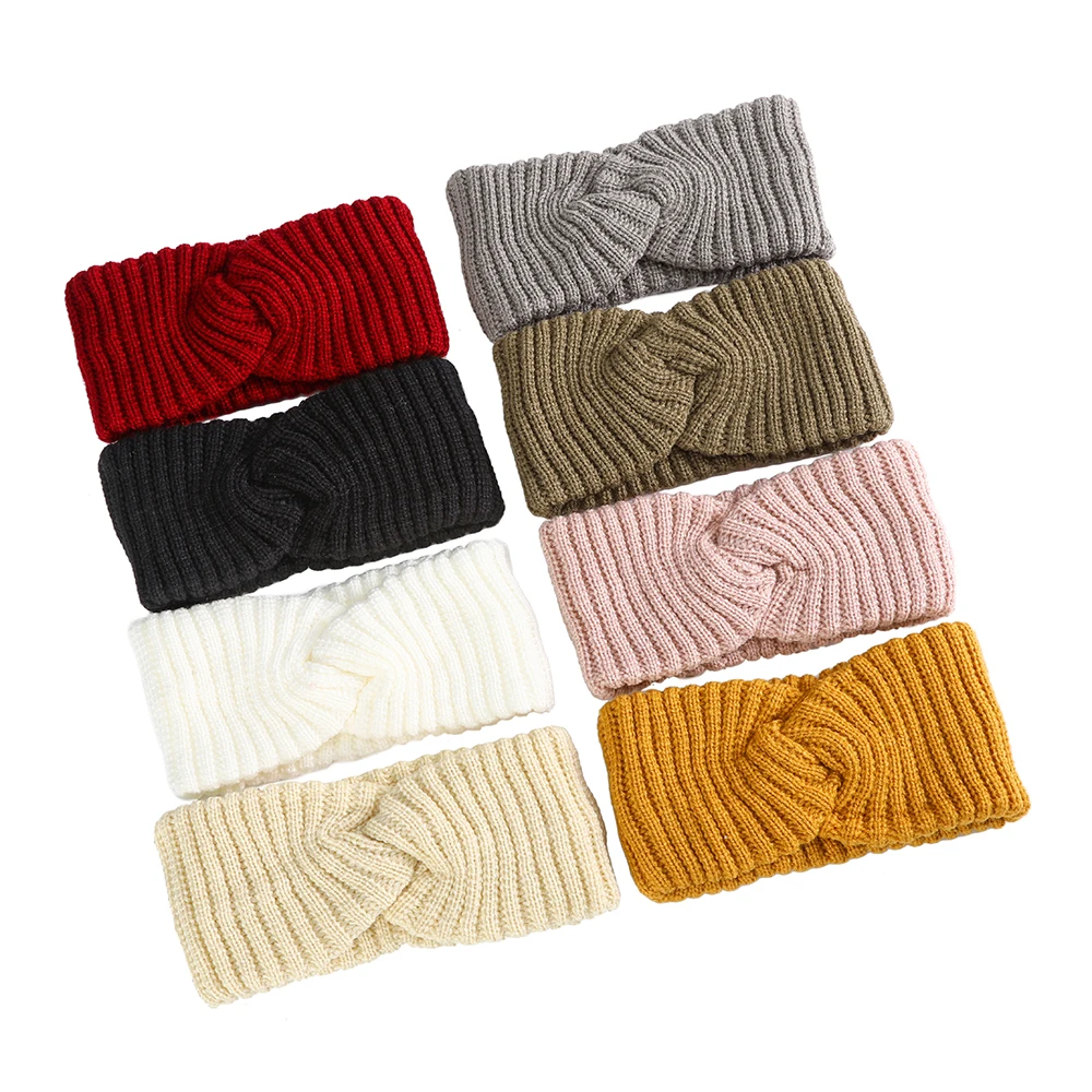 

Solid Color Turban Knitted Elastic HairBands Fashion Women Girls Autumn Winter Hair Bands Headbands Hair Accessories Headdress