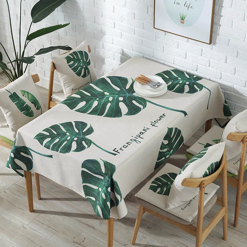 

Thick Leaves Print Table Cloth Cover Large Size Cotton Linen Tablecloths Tea Table Dust Cover toalha de mesa Picnic Travel Mat